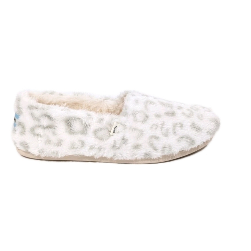 Toms Alpargata Animal Print Shoes sz 8.5 New Faux Fur Leopard Slip on Flat